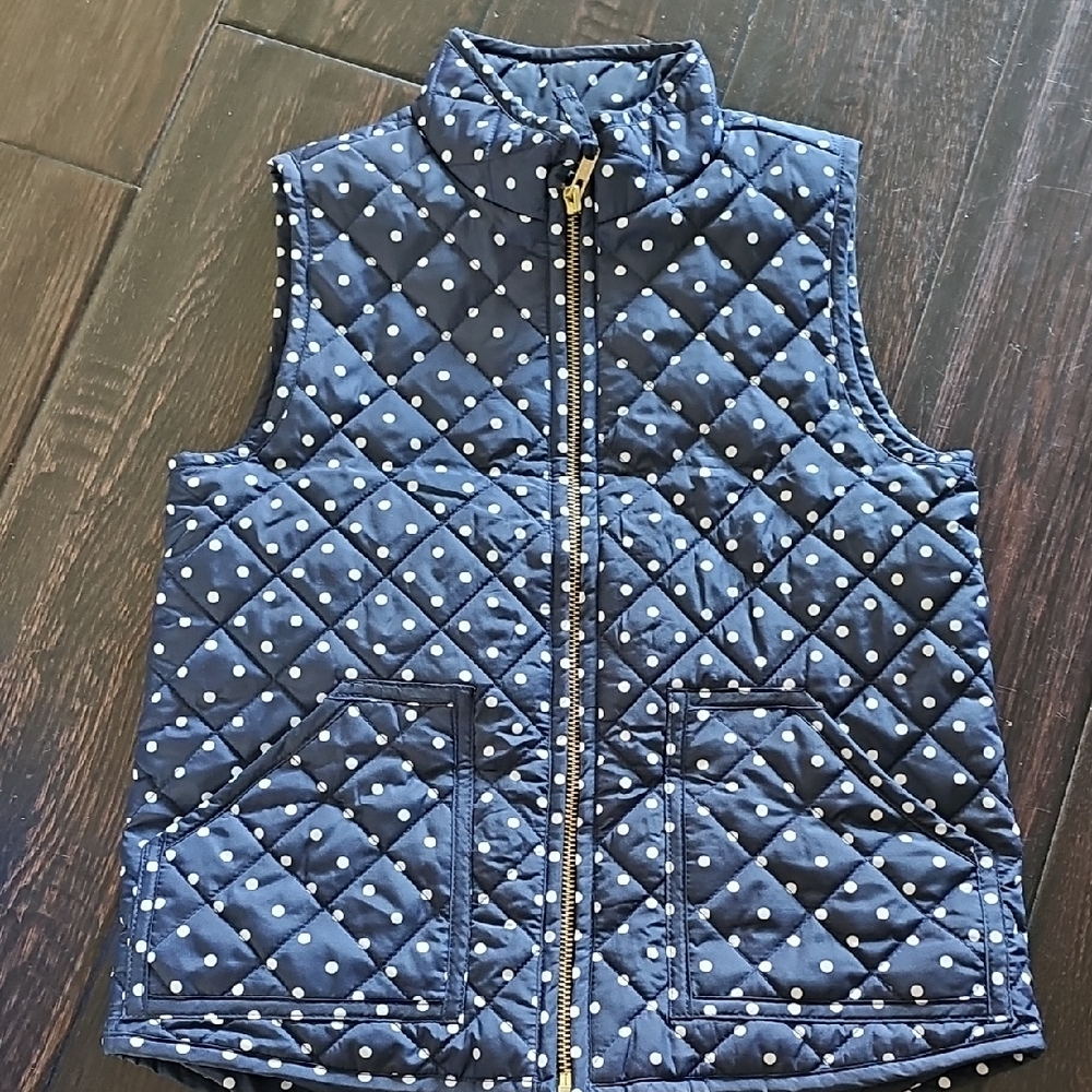 Crewcuts JCew Kid Quilted Vest with Blue/White Dots